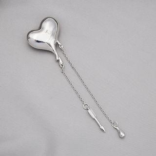 Heart Fringed Alloy Brooch Z87 - Silver - One Size