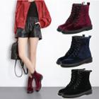 Velvet Lace-up Ankle Boots