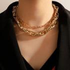 Chunky Chain Layered Necklace 17183 - 1 Pc - Gold - One Size
