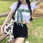 Short-sleeve Lettering T-shirt / High Waist Shorts