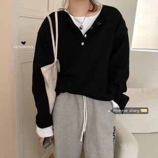 Mock Two-piece Henley Pullover