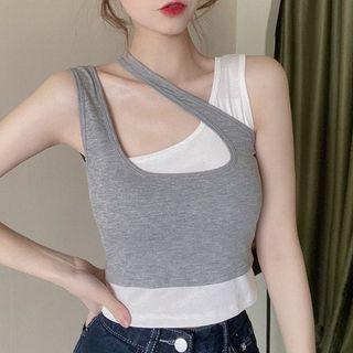 Mock-two-piece Asymmetrical Top