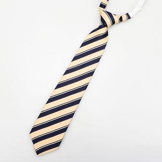 Striped No Tie Neck Tie Yellow & Blue - One Size