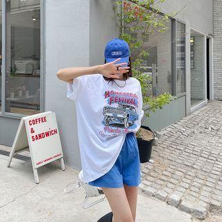 Car Print Over-fit T-shirt