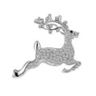 Cute Sika Deer Brooch With White Austrian Element Crystal