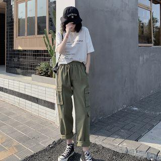 Cropped Straight Leg Cargo Pants