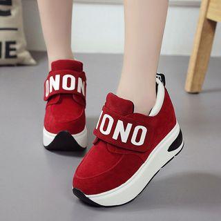 Platform Lettering Adhesive Strap Sneakers