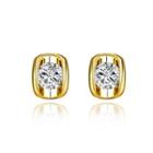 Fashion Elegant Plated Gold Geometric Cubic Zirconia Stud Earrings Golden - One Size