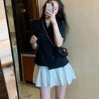 Short-sleeve Double-breasted Panel Blazer Dress