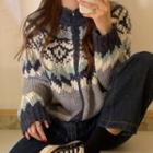 Jacquard Sweater Gray & Blue & White - One Size