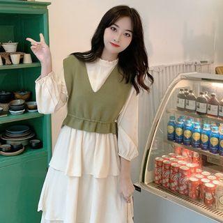 Plain Vest / Plain Long-sleeve Midi Dress