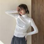 Lettuce Edge Mock-turtleneck Long-sleeve T-shirt