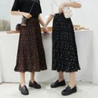 High-waist Floral Printed Pleated A-line Skirt