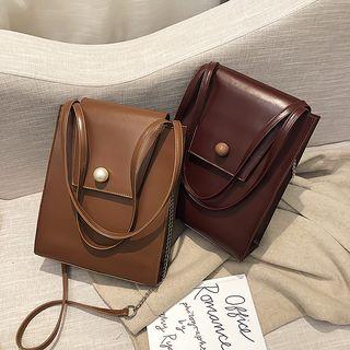 Faux Leather Crossbody Tote Bag