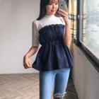 Frill-trim Color-block Top