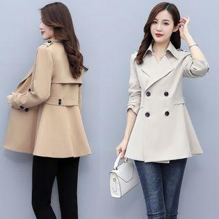Double Breasted Peplum Trench Jacket