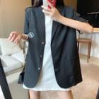Plain Short-sleeve T-shirt / Striped Short-sleeve Jacket