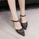 Ankle Strap Cut Out Pointed Pumps