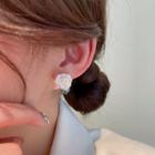 Flower Acrylic Earring 1 Pair - Silver Stud - White - One Size