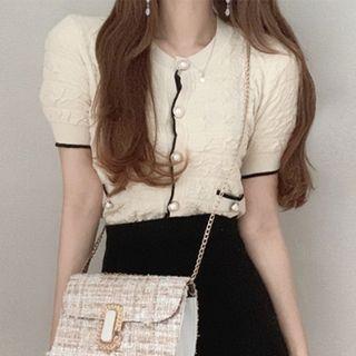 Color Block Knit Blouse Almond - One Size