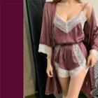 Lace Loose-fit Robe / Lace Sleepdress / Set: Lace Camisole Top + Shorts