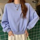 Round-neck Cropped Long-sleeve Sweatshirt