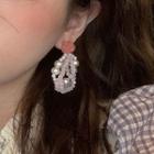 Faux Pearl Faux Crystal Fringed Earring 1 Pair - Pink - One Size