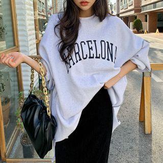 Letter Overlock-stitched Pullover