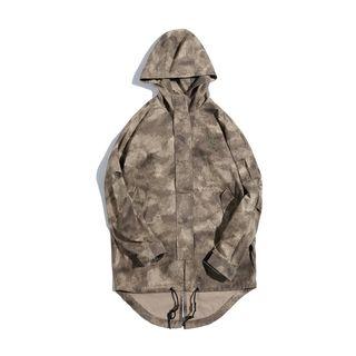 Camouflage Pattern Hooded Long Jacket