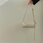 Chain Strap Plaid Crossbody Bag Milky White - One Size