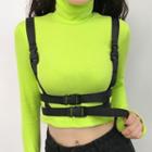 Long-sleeve Turtleneck Buckled Cropped T-shirt