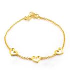 24k Gold Triple Hearts Bracelet (6.5) Women Jewelry Gift