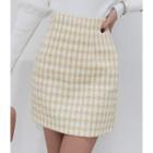 Plaid Tweed H-line Miniskirt