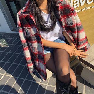 Flap-pocket Checked Wool Jacket
