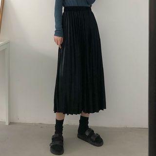 Velvet Pleated Skirt Black - One Size