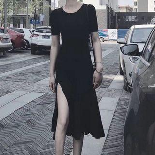 Side Slit Short-sleeve T-shirt Dress