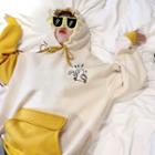 Color Block Duck Embroidered Hoodie Yellow - One Size