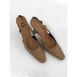 Stitched High-heel Slingback Pumps