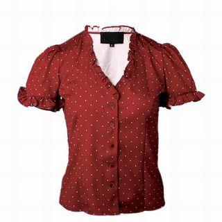 Frilled Trim Dotted Short-sleeve Chiffon Blouse