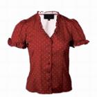 Frilled Trim Dotted Short-sleeve Chiffon Blouse