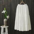 Lace Embroidered A-line Skirt White - One Size