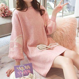Lantern-sleeve Sweater Dress