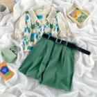 Short-sleeve Knit Blouse / Shorts / Belt