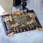Set Of 9: Beaded Clip-on Earring + Flower Headpiece Set Of 9 - Gold - One Size