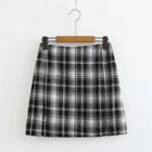 Plaid Slit Mini Skirt
