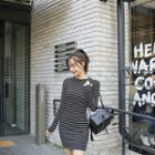 Crew-neck Stripe Mini T-shirtdress
