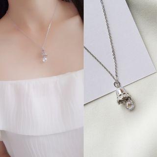 925 Sterling Silver Bell Necklace L024 - Bell Necklace - One Size