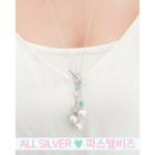 Faux-pearl Cluster Silver Lariat Necklace One Size