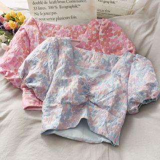 Glitter-flower Ruched Crop Top