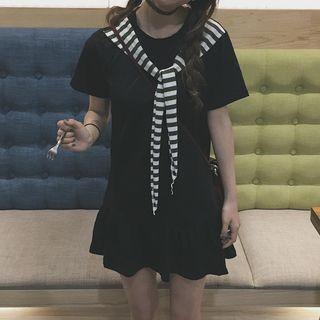 Mock Two-piece Short-sleeve T-shirt Dress